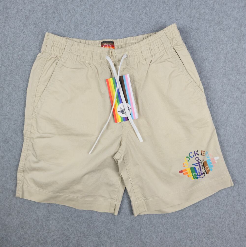 NWT Dockers Unisex XXS Khaki Pride Shorts Rainbow Graphic Drawstring and Pockets
